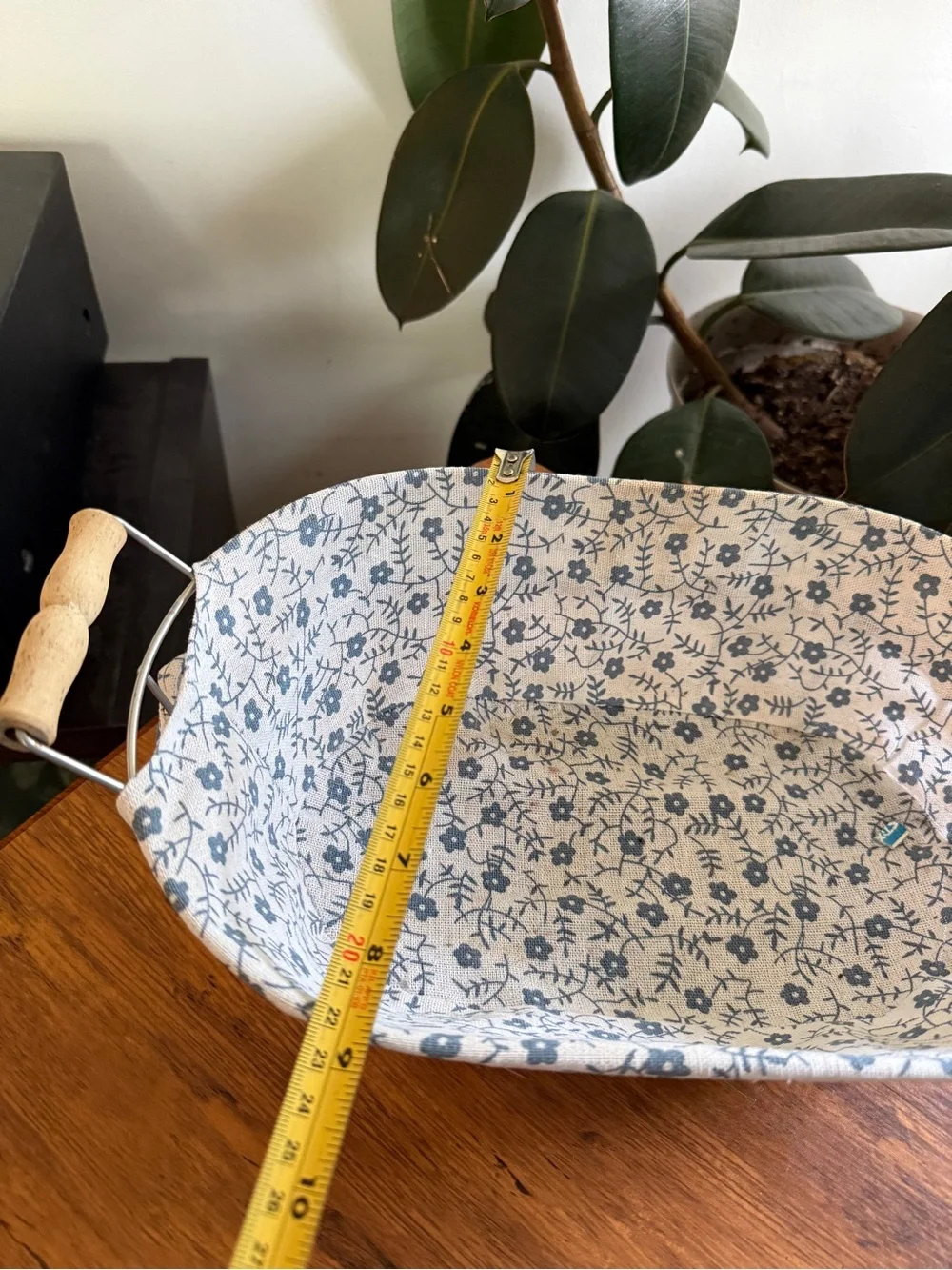 Decorative Blue Floral Lined Wire Basket - Home Accents